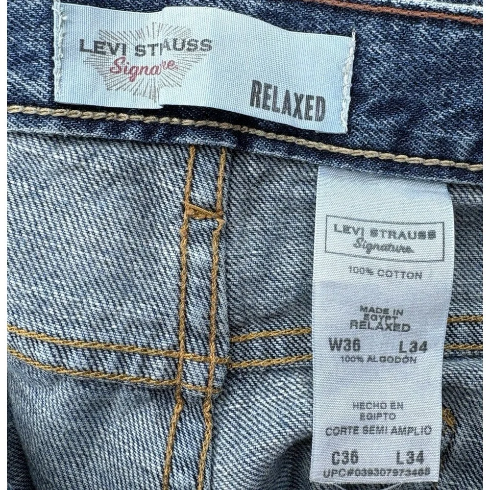 Vintage Levi's Signature Jeans Men's 36x34 Blue Relaxed Loose Rancher Baggy Y2K‎